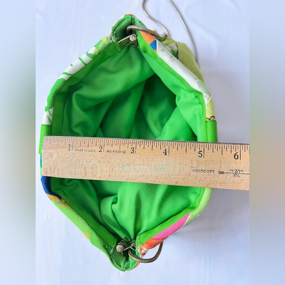 VTG 70s Floral Patchwork Shoulder Bag Boho Cottagecore  Chain Purse green yellow - Picture 10 of 11